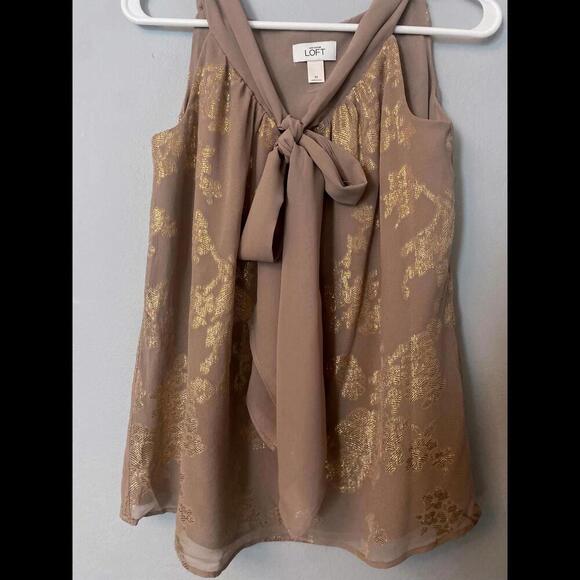 LOFT Elegant Printed Blouse with Tie Detail - Size M - Picture 2 of 8